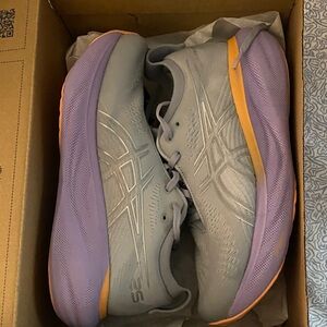 ASICS Women's Gray and Lavender Athletic Shoes (Gel-Nimbus 25) WIDE